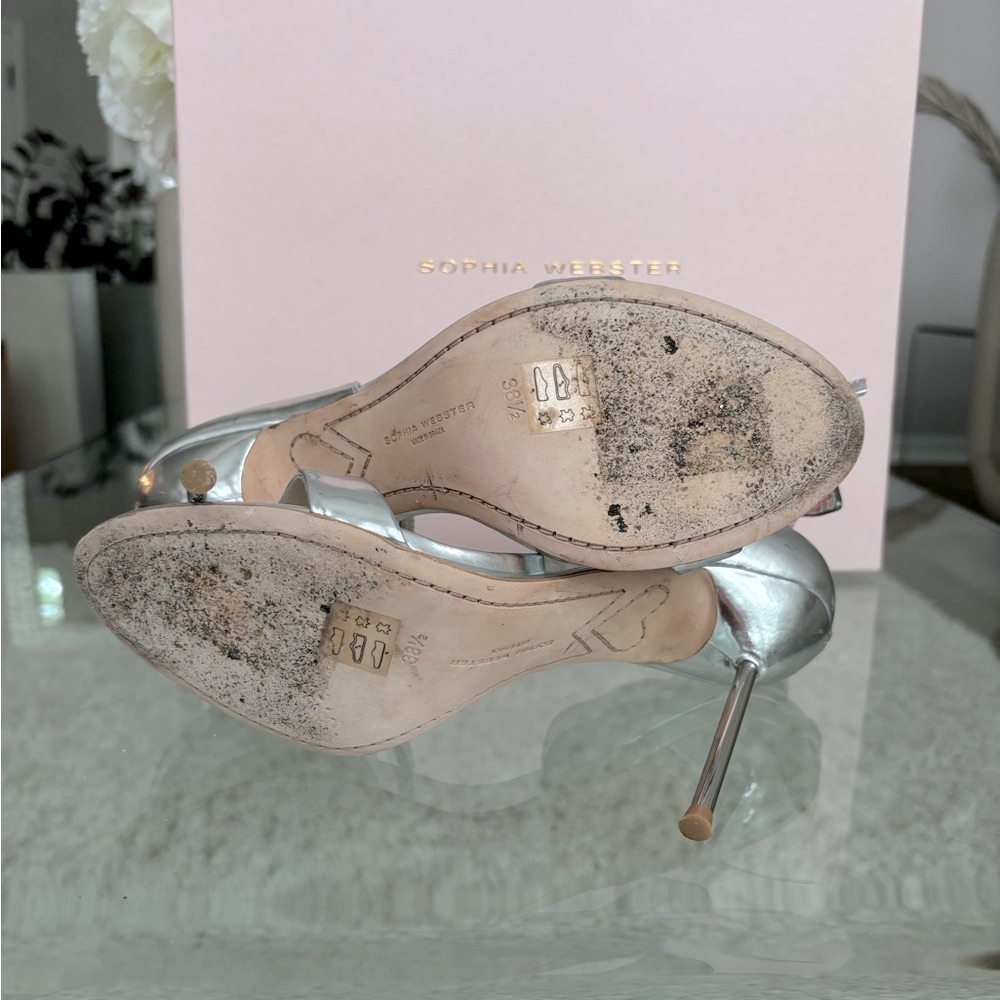 Sophia Webster Maya Silver Bow-Accent Ankle Strap Sandals - Silver - Picture 7 of 14